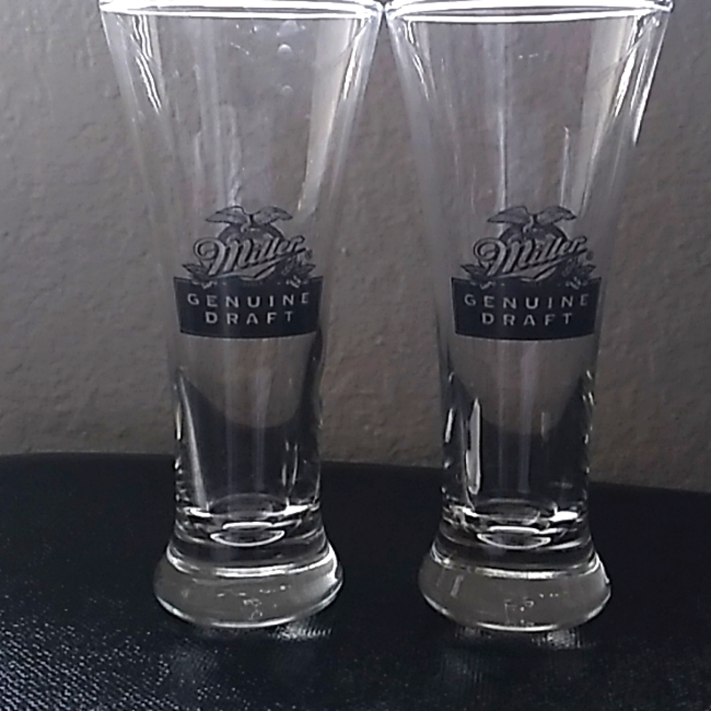Miller Genuine Draft Beer Pilsner Glasses- 2